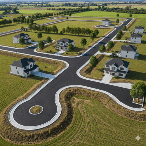 40 & 25 feet road with curbing stones